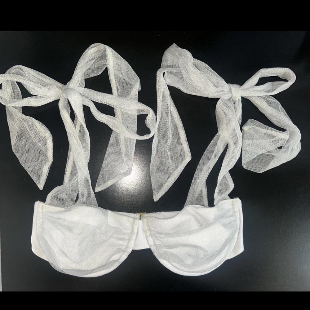 Beach Riot Sheer White Bow Bra